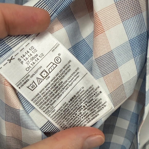 Banana Republic Blue and Orange Plaid Camden Shirt s NEW - Picture 5 of 5